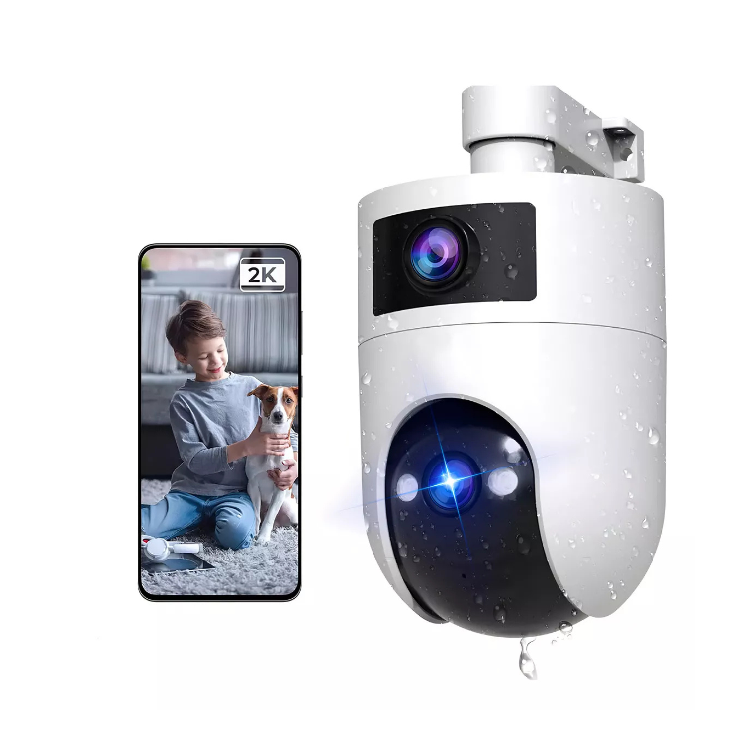 Cámara De Seguridad Wifi Exterior Doble Pantalla Con Alarma Camara Foco Camara Vigilancia Exterior Visión Nocturna Incluida Blanca