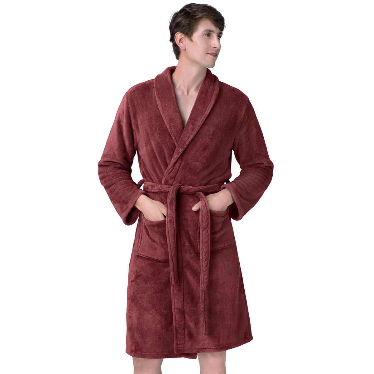  Bata de Baño para Hombre Absorbente Unitalla Vino REAL TEXTIL
