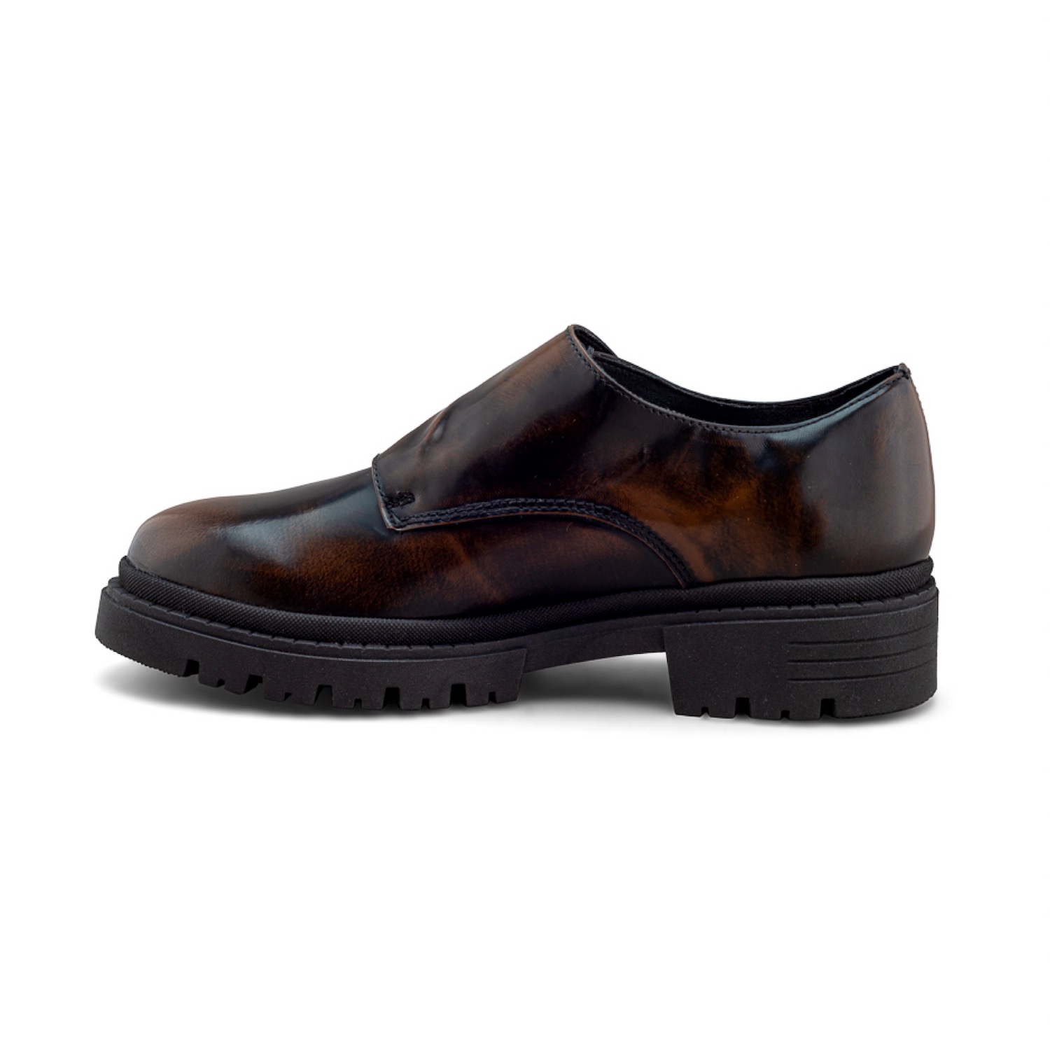 Zapato Monkstrap de Piel Café para Hombre con Suela Chunky