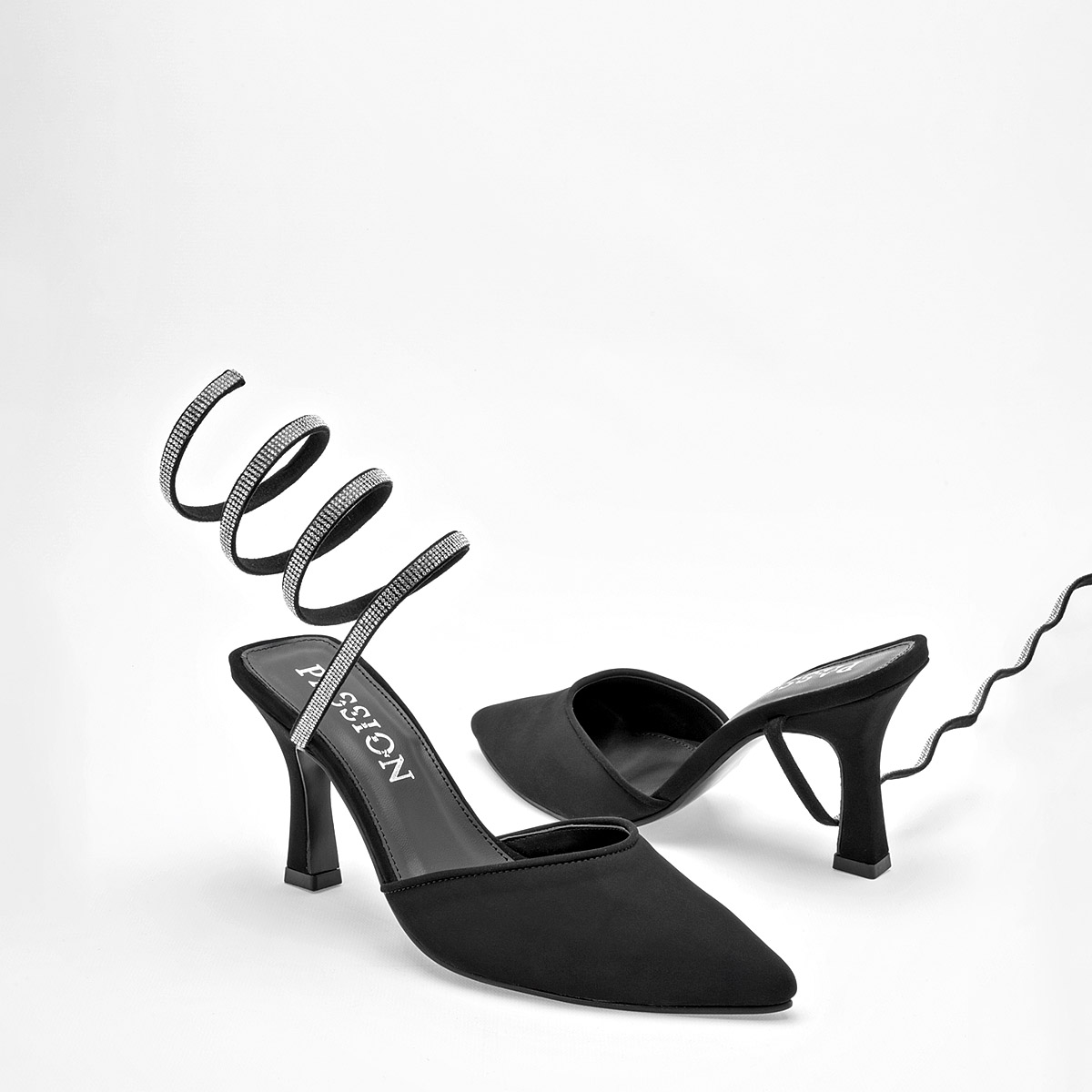 CLASBEN AFRODITA ZAPATILLA MUJER DE GRADUACION TACON 9 CM COLOR NEGRO