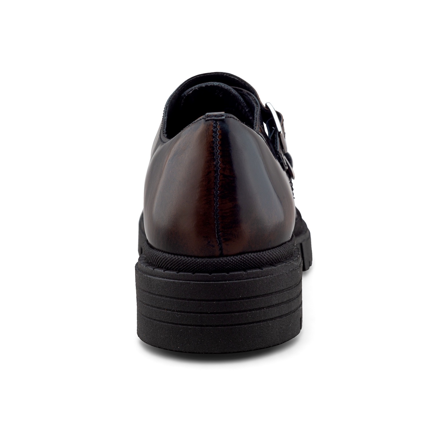 Zapato Monkstrap de Piel Café para Hombre con Suela Chunky