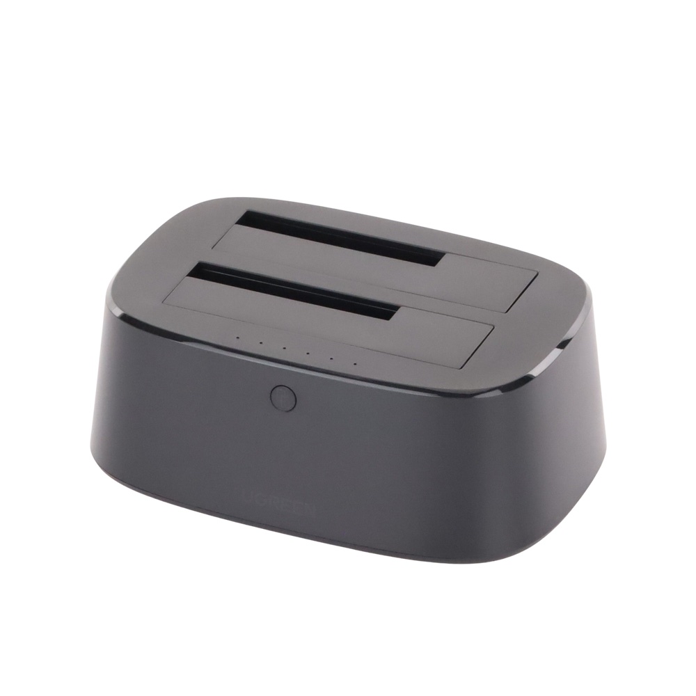 UGREEN Base Externa para Discos Duros Doble Bahía - USB 3.0 Plug & Play, Soporta HDD/SSD 2.5' y 3.5' hasta 12TB | Clonación Rápida + Adaptador Incluido