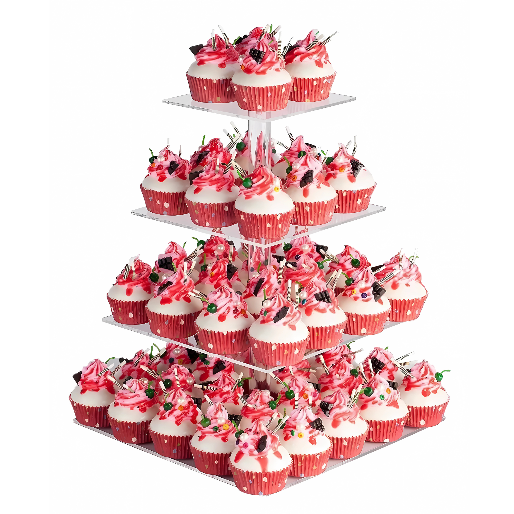 Soporte Para Cupcakes De Postre De 4 Niveles Con Luces Led Color Cuadrado