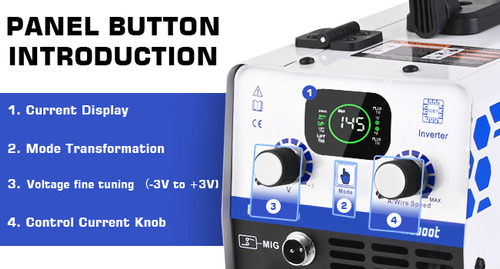Reboot RBM1450 Soldador Mig 145amp 110v 3 En 1 Mig & Arc & Lift Tig Invert Color Blanco
