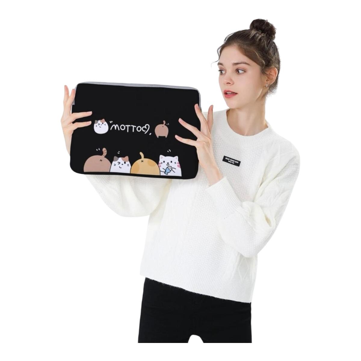 Bolsa Funda Case Para Laptop Estampado De Gatos 13 Pulgadas