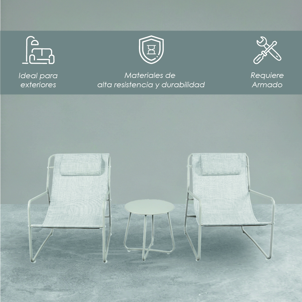 Ilios Innova | Sala de 3 Piezas para Exterior con Mesa de Hierro