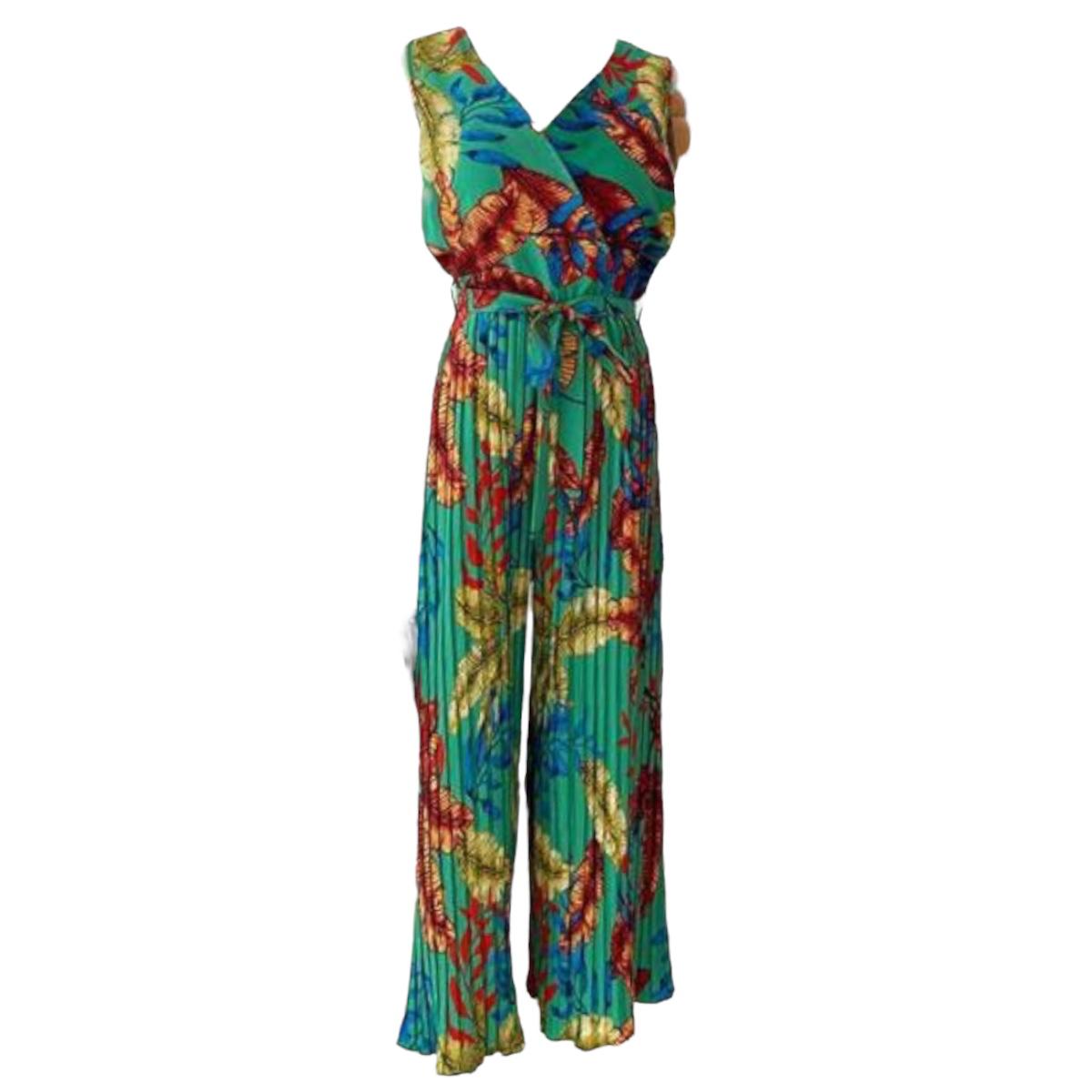 Mono Jumpsuit Pierna Ancha Mono Diseño Flores Tableado