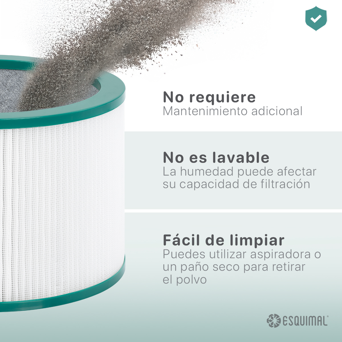 Filtro HEPA H13 Repuesto para Purificador de Aire con Carbón Activado. Atrapa Partículas, Polvo, Elimina Olores. Compatible con Ventilador Aero 1400 ESQUIMAL