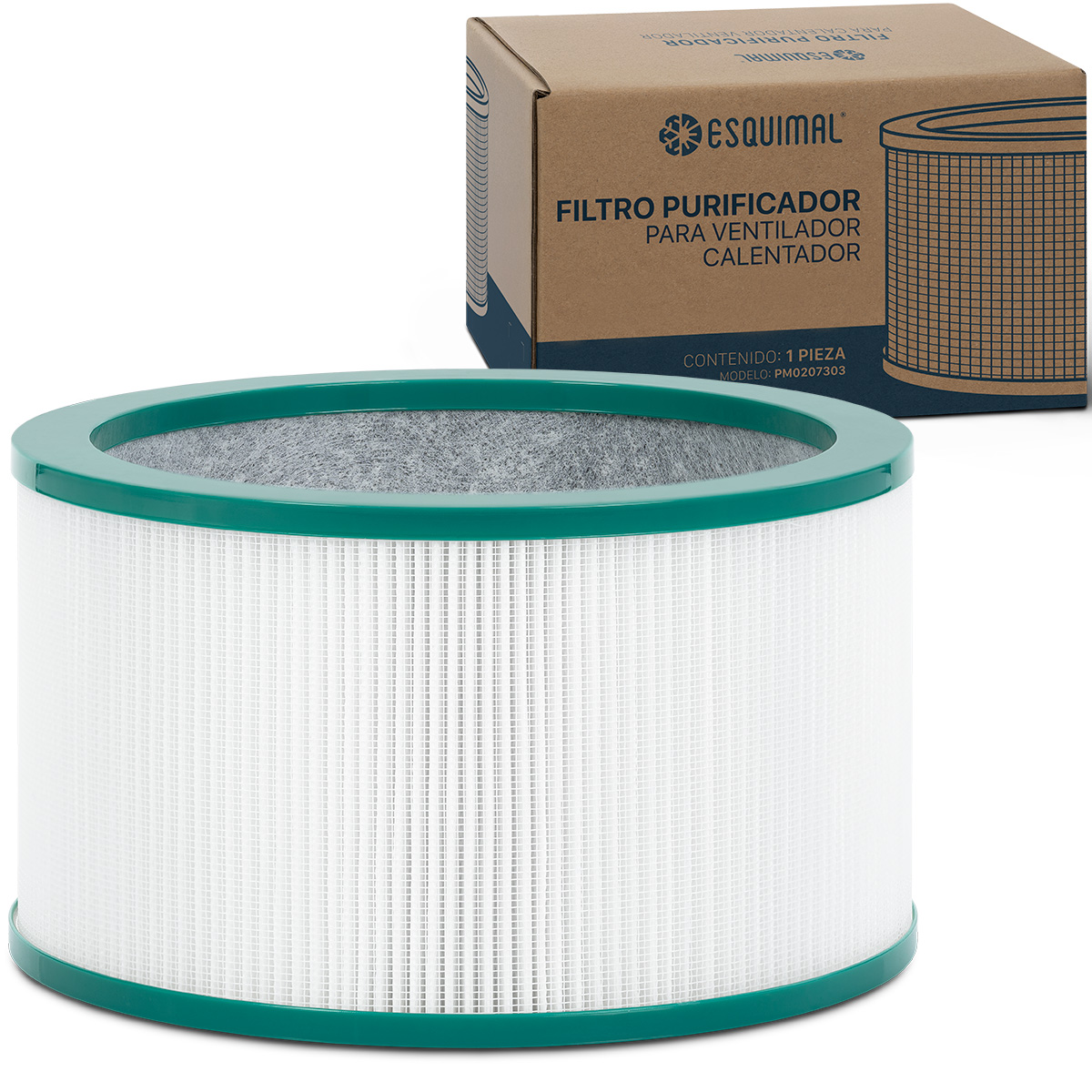 Filtro HEPA H13 Repuesto para Purificador de Aire con Carbón Activado. Atrapa Partículas, Polvo, Elimina Olores. Compatible con Ventilador Aero 1200 ESQUIMAL