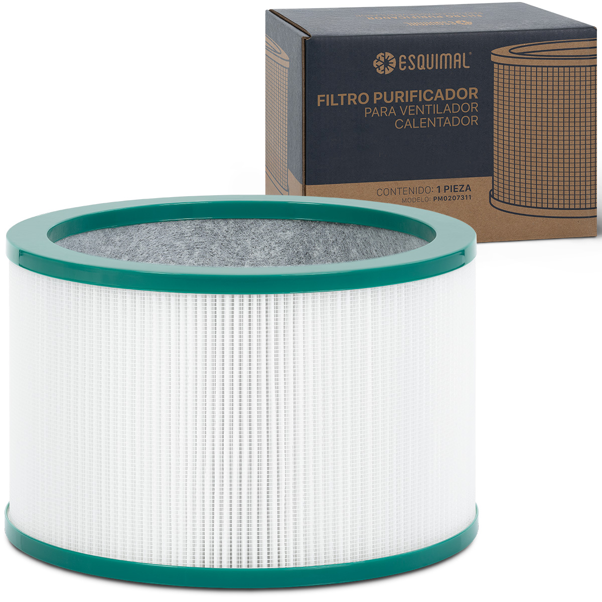 Filtro HEPA H13 Repuesto para Purificador de Aire con Carbón Activado. Atrapa Partículas, Polvo, Elimina Olores. Compatible con Ventilador Aero 1400 ESQUIMAL