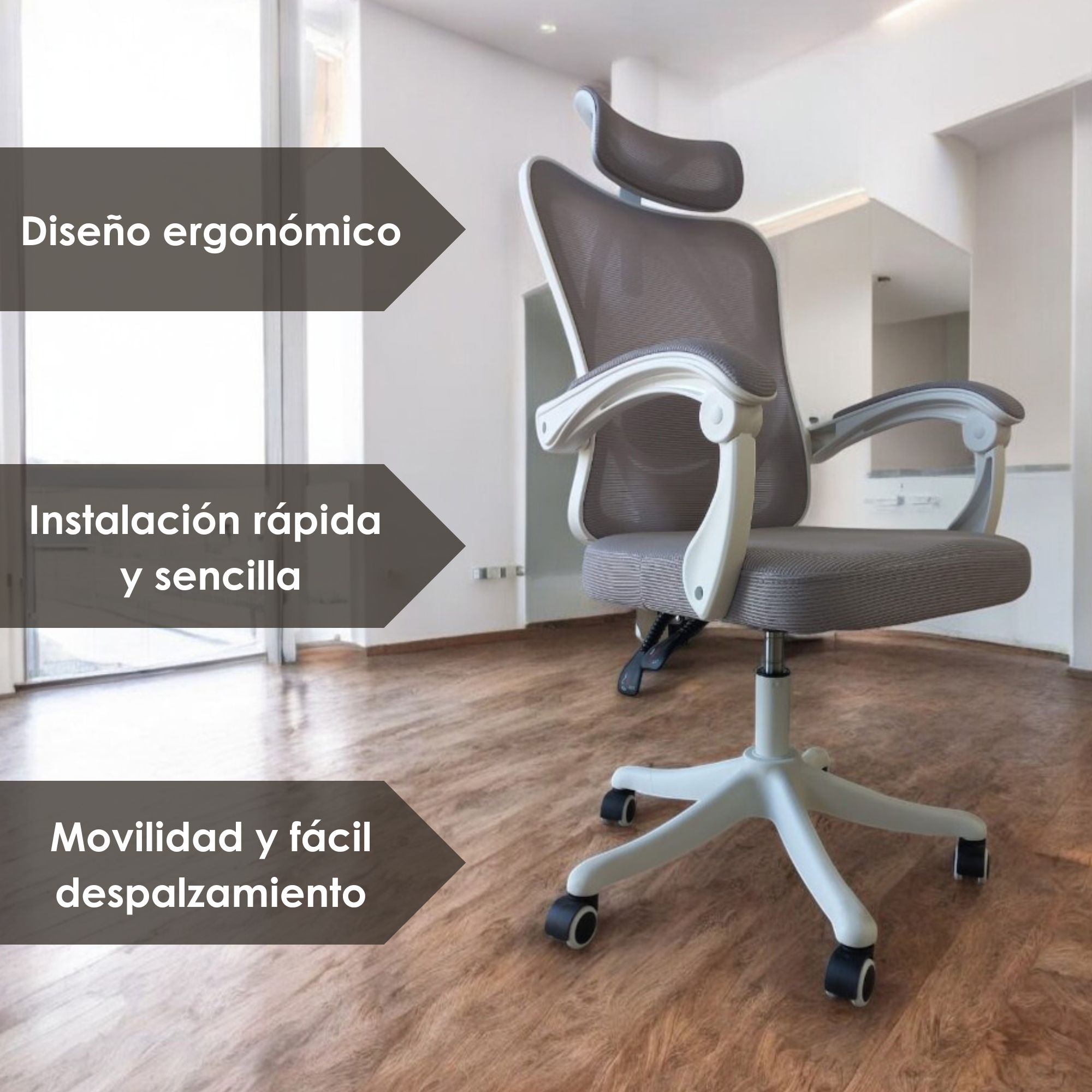 Ilios Innova | Silla Ergonómica para Oficina: Soporte Lumbar y Ajustable Color Blanco