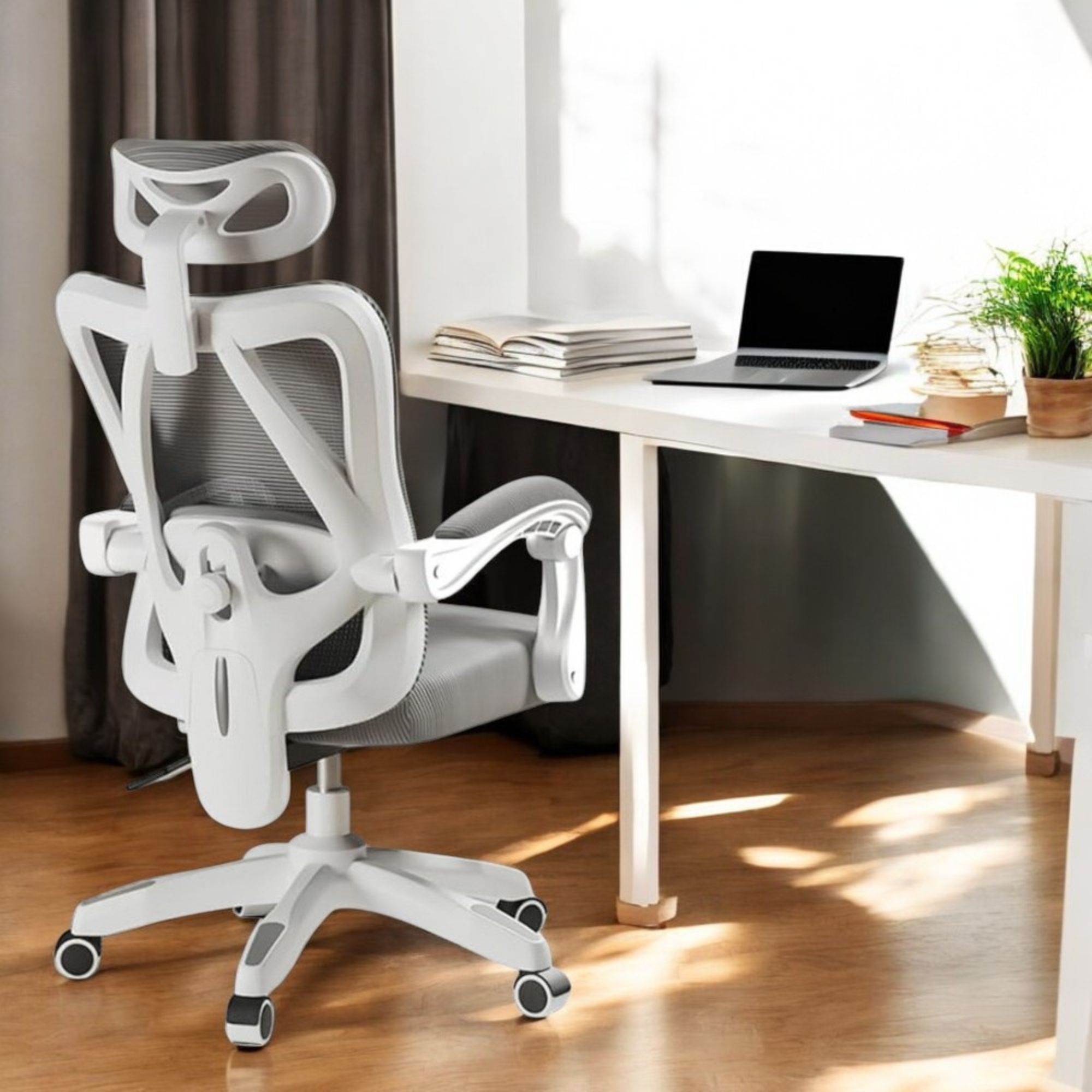 Ilios Innova | Silla Ergonómica para Oficina: Soporte Lumbar y Ajustable Color Blanco