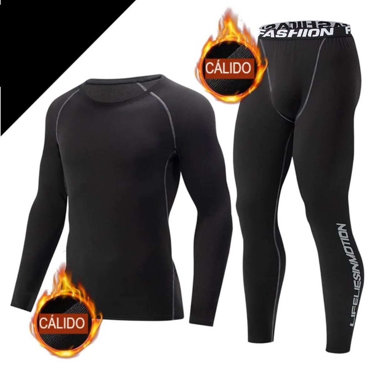 Ropa interior térmica cálido hombre negro L modelo 2 frio pantalón playera deportes campamento bici