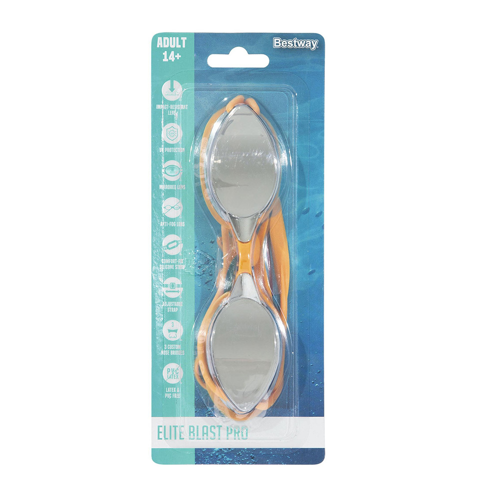 Goggles Para Adulto Natación Lente Espejo 14 Años Filtro Uv Naranja