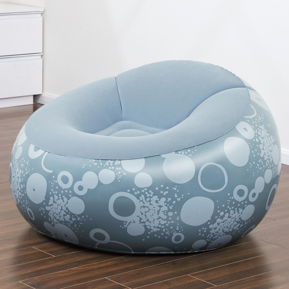 Sillon Inflable Puff Bestway Aterciopelado Cómodo Azul