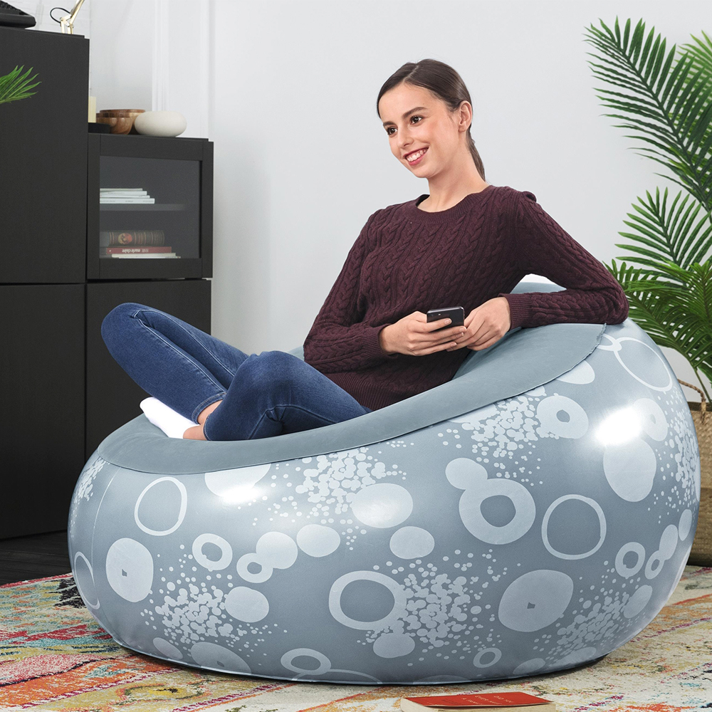 Sillon Inflable Puff Bestway Aterciopelado Cómodo Azul