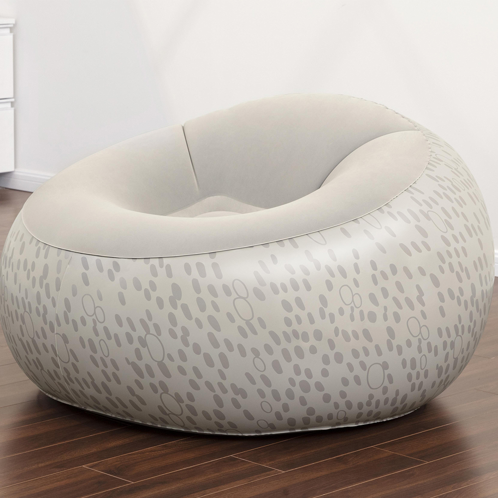 Sillon Inflable Puff Bestway Aterciopelado Cómodo Gris
