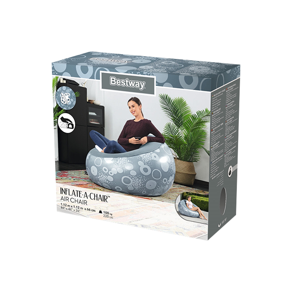 Sillon Inflable Puff Bestway Aterciopelado Cómodo Azul
