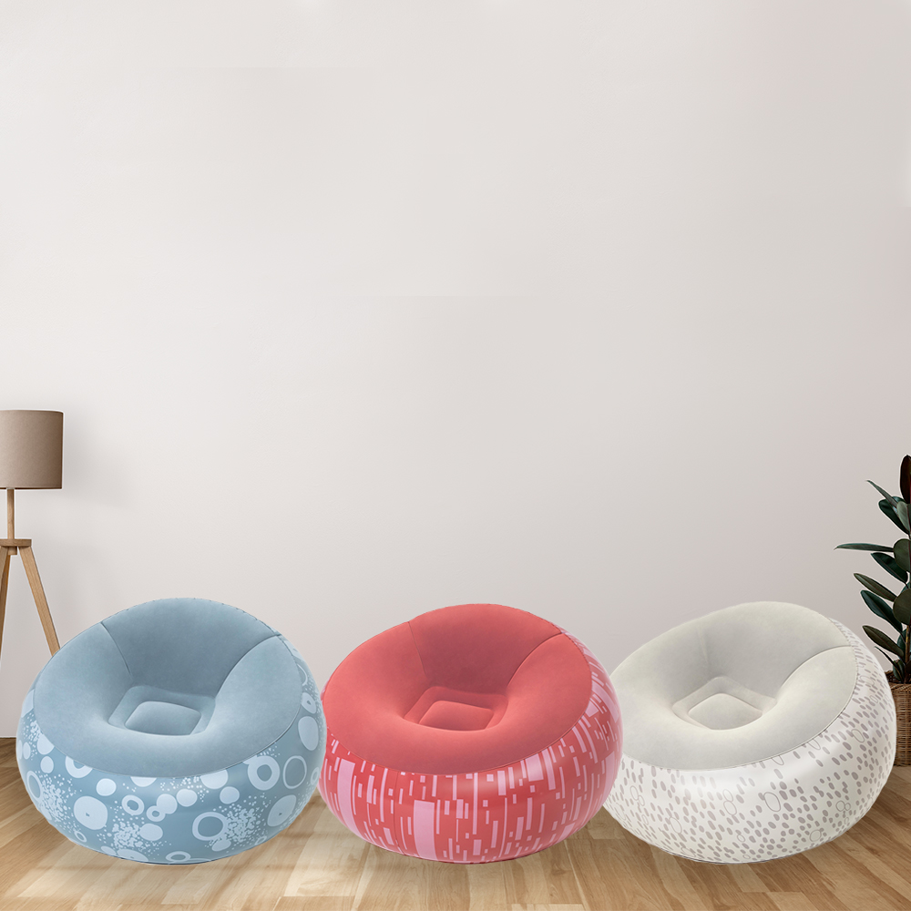 Sillon Inflable Puff Bestway Aterciopelado Cómodo Gris