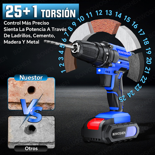 Taladro Atornillador Eléctrico 2 Baterías 21v Destornillador