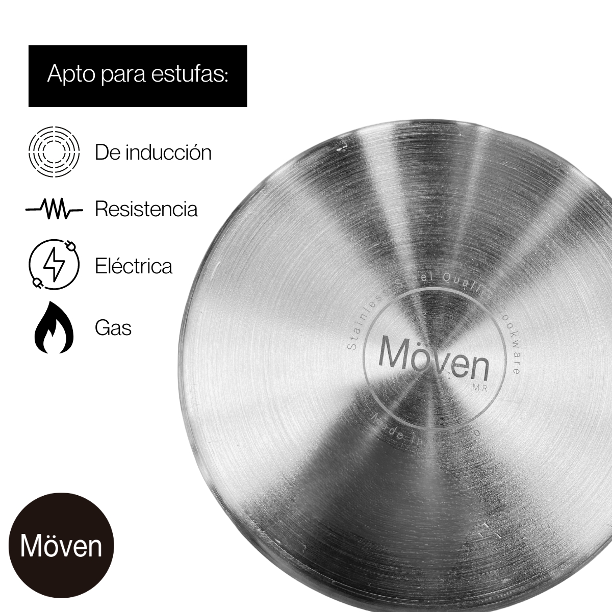 Moven Olla Ancha de Acero Inoxidable de 40 Litros