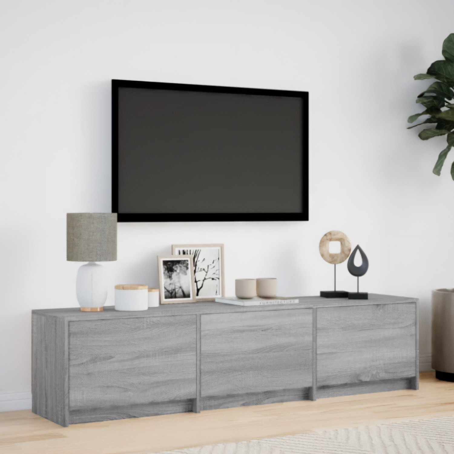 Bossa Mueble de TV LED con Almacenamiento | Estructura Resistente y Acabado Moderno para Sala o recámara | 3 Compartimentos | Medev