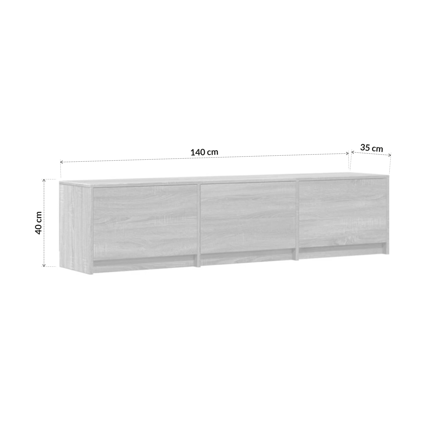 Bossa Mueble de TV LED con Almacenamiento | Estructura Resistente y Acabado Moderno para Sala o recámara | 3 Compartimentos | Medev