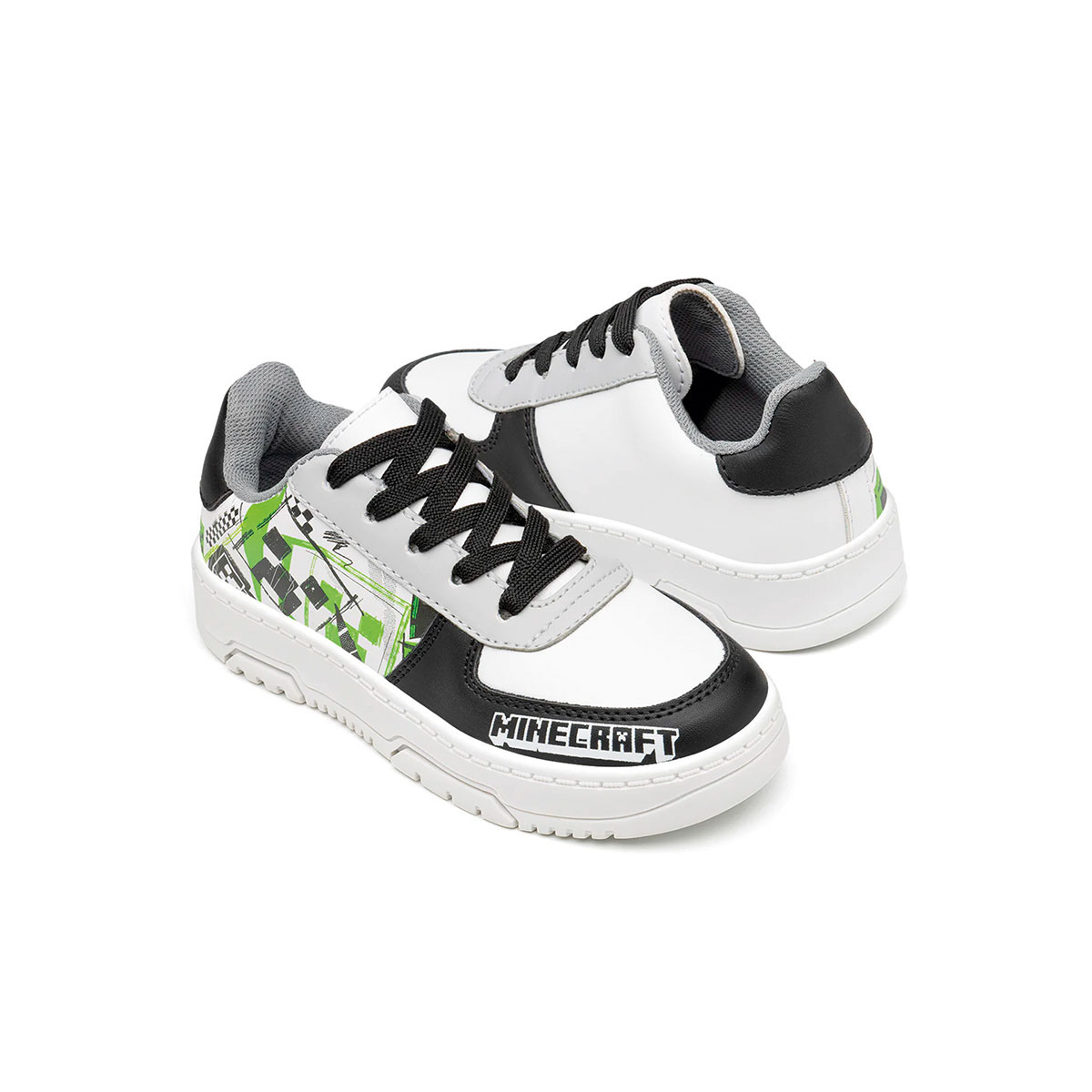 Tenis Minecraft yuyin Blanco para Niños Diseño de Creeper Acolchado 18-21