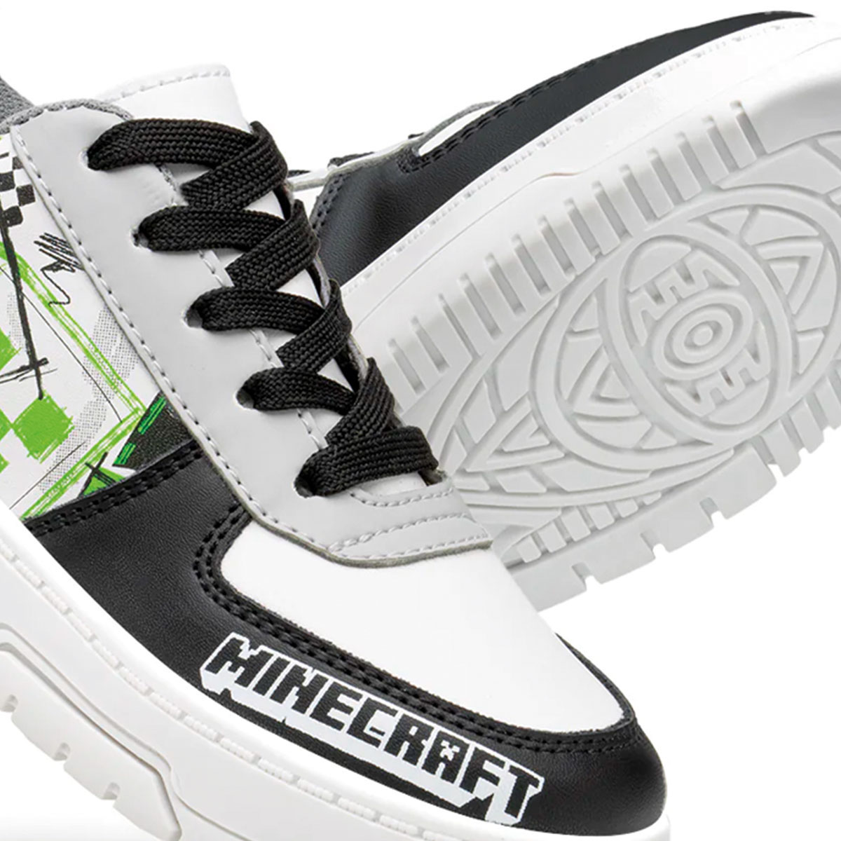 Tenis Minecraft yuyin Blanco para Niños Diseño de Creeper Acolchado 18-21
