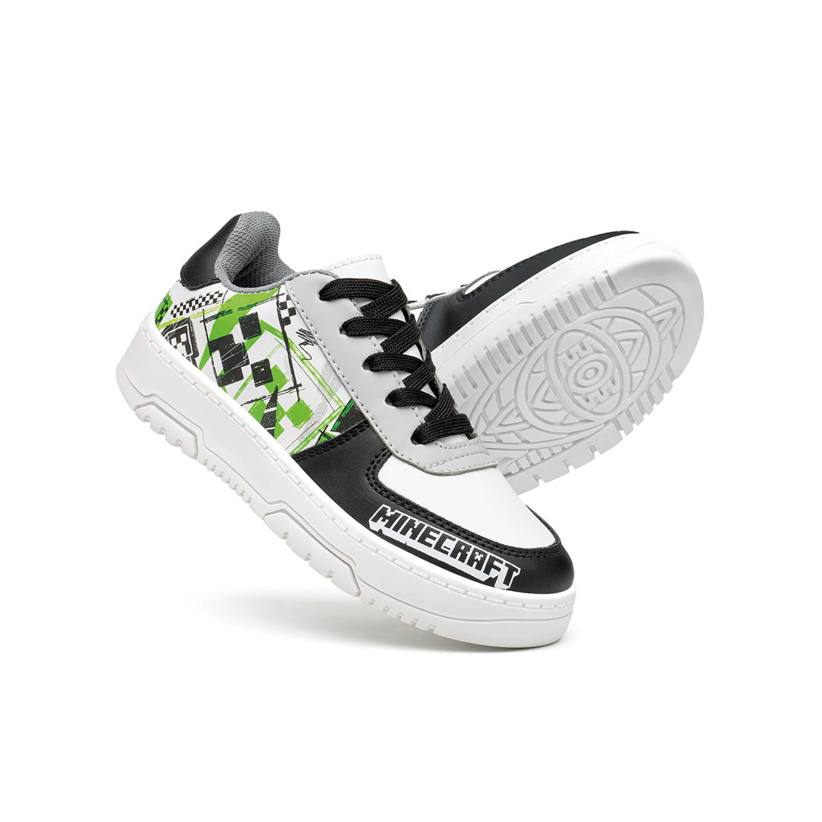 Tenis Minecraft yuyin Blanco para Niños Diseño de Creeper Acolchado 18-21