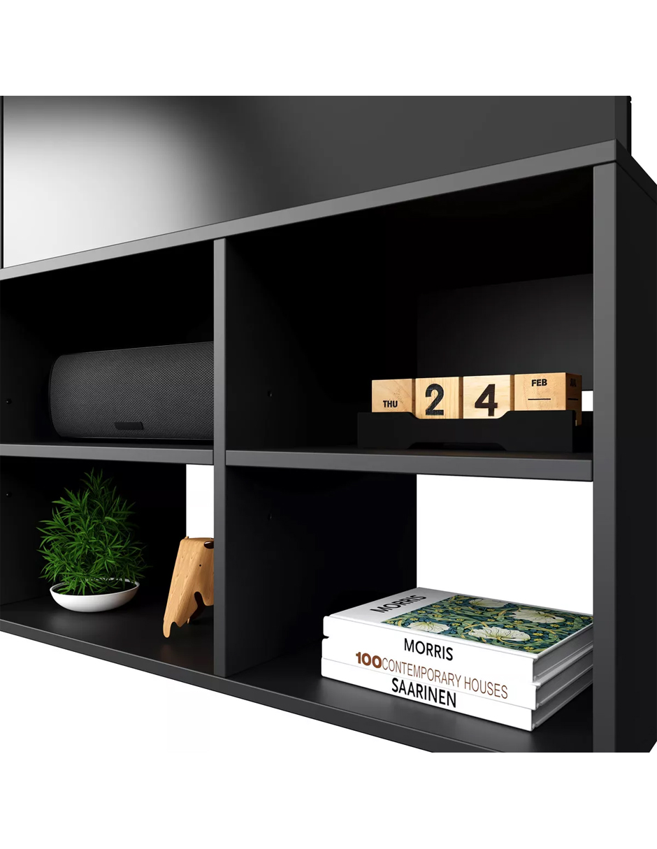 Mueble De Tv 60 Moderno Minimalista Piso Color Negro