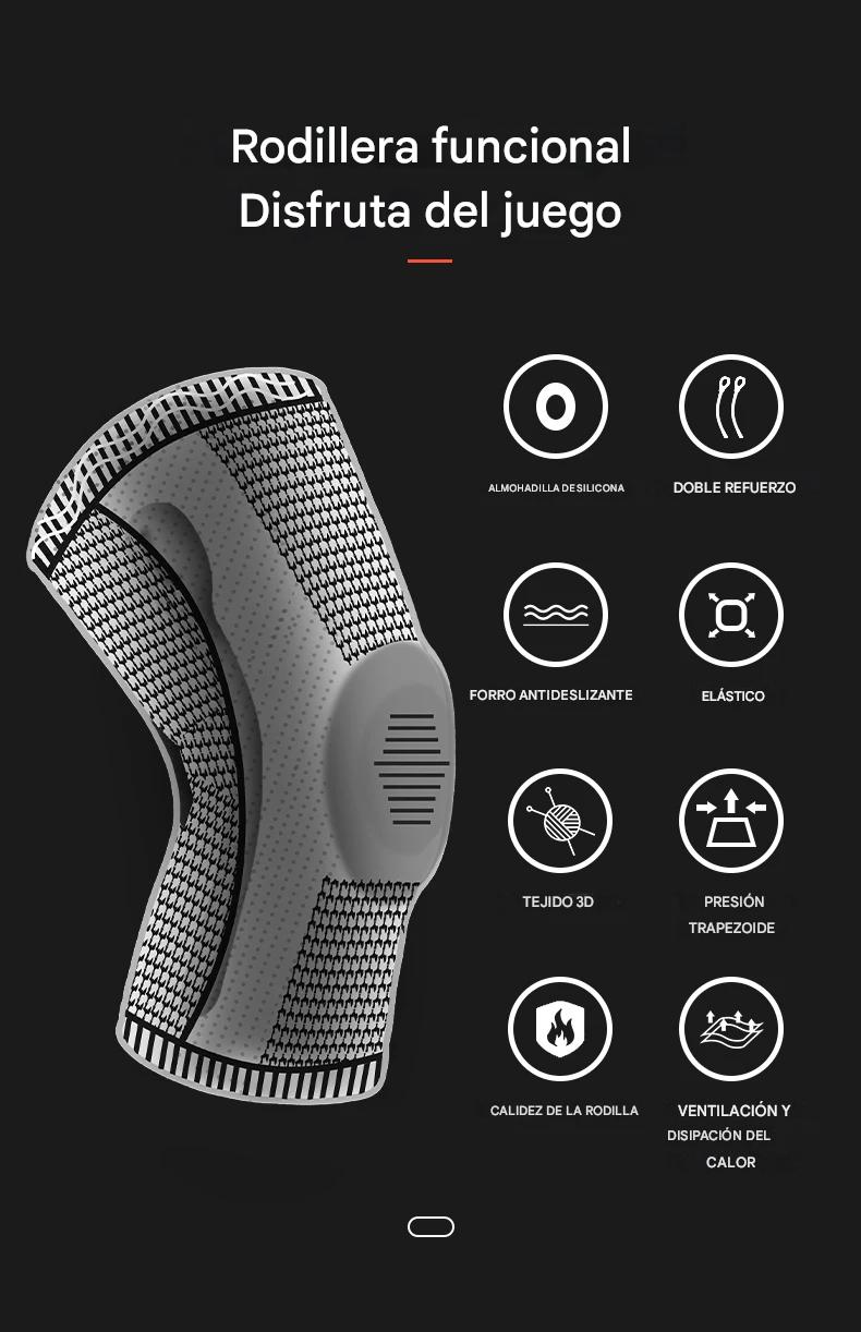 Rodillera deportiva M negro blanco profesional almohadilla TPE soporte elástico antideslizante gel