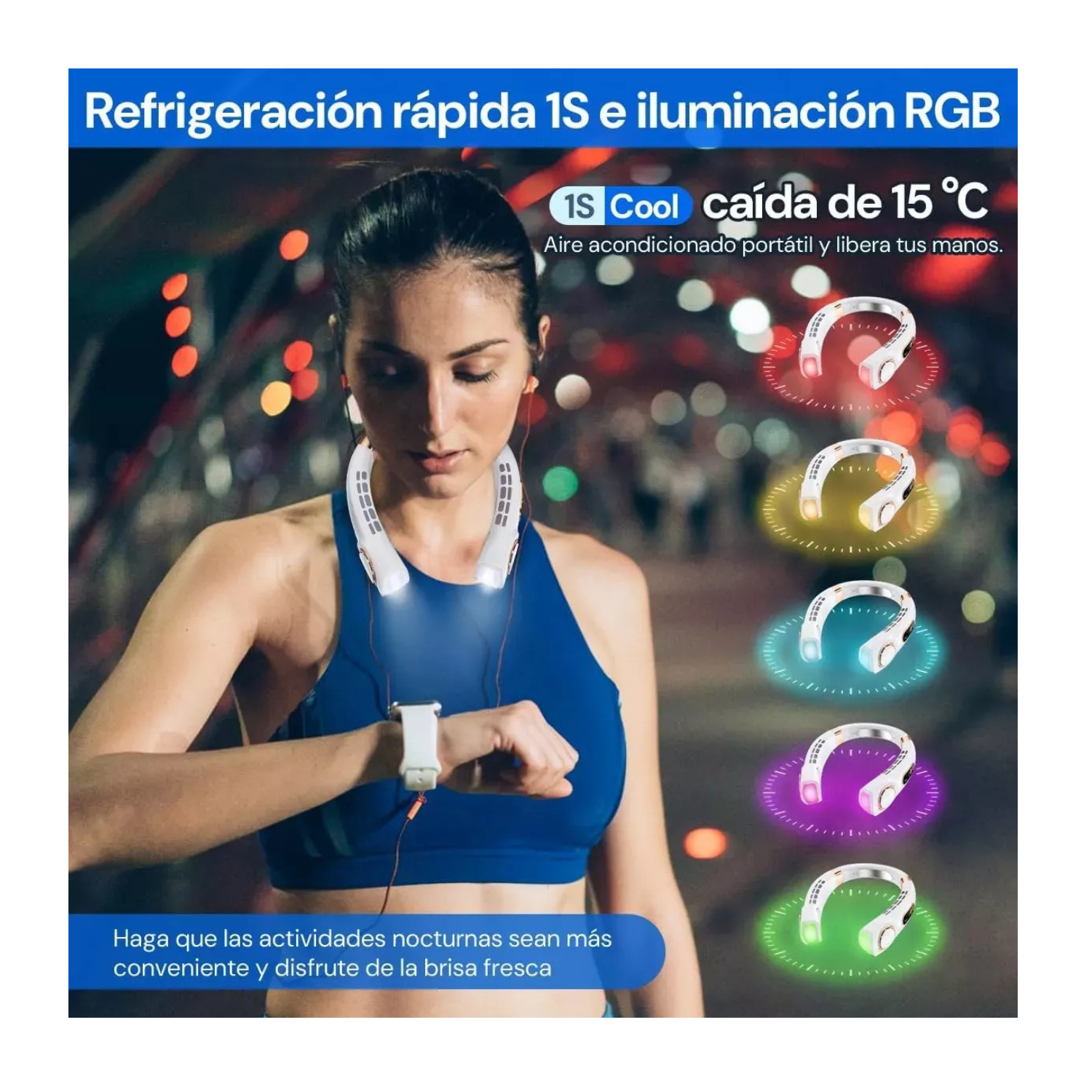 Práctico ventilador de cuello colgante con USB de 5 V