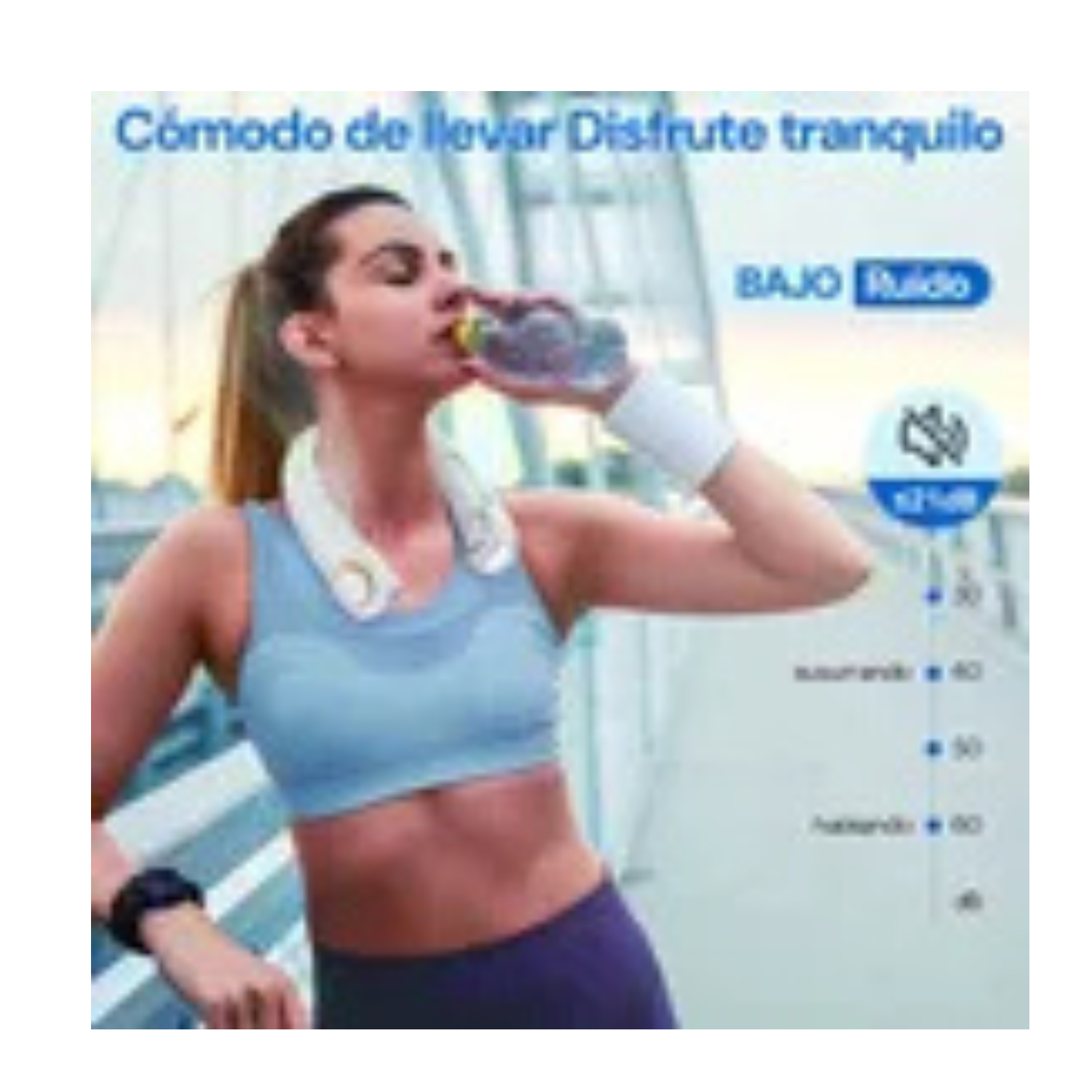 Práctico ventilador de cuello colgante con USB de 5 V