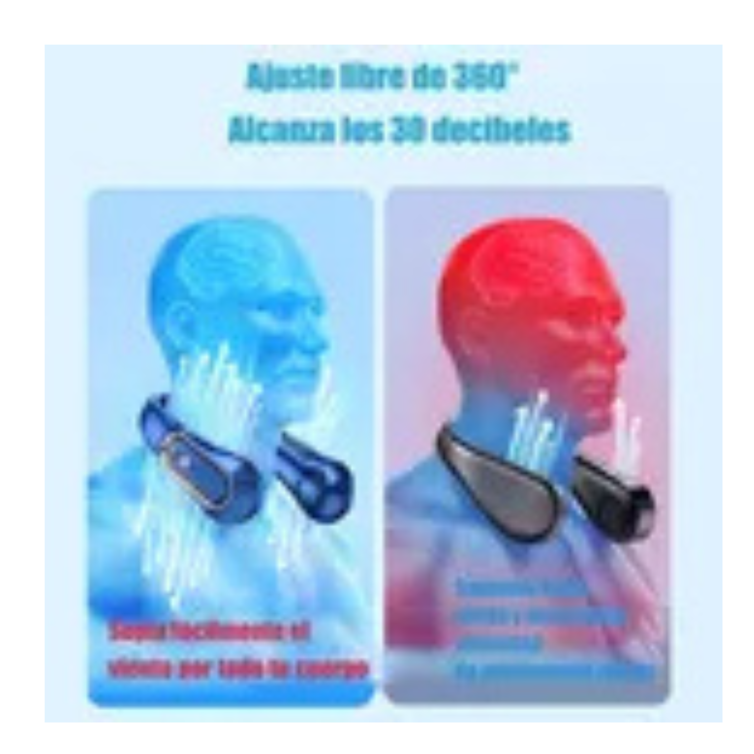 Ventilador Cuello Colgante Portatil Usb Recargable 5 Modos Color Azul Oscuro