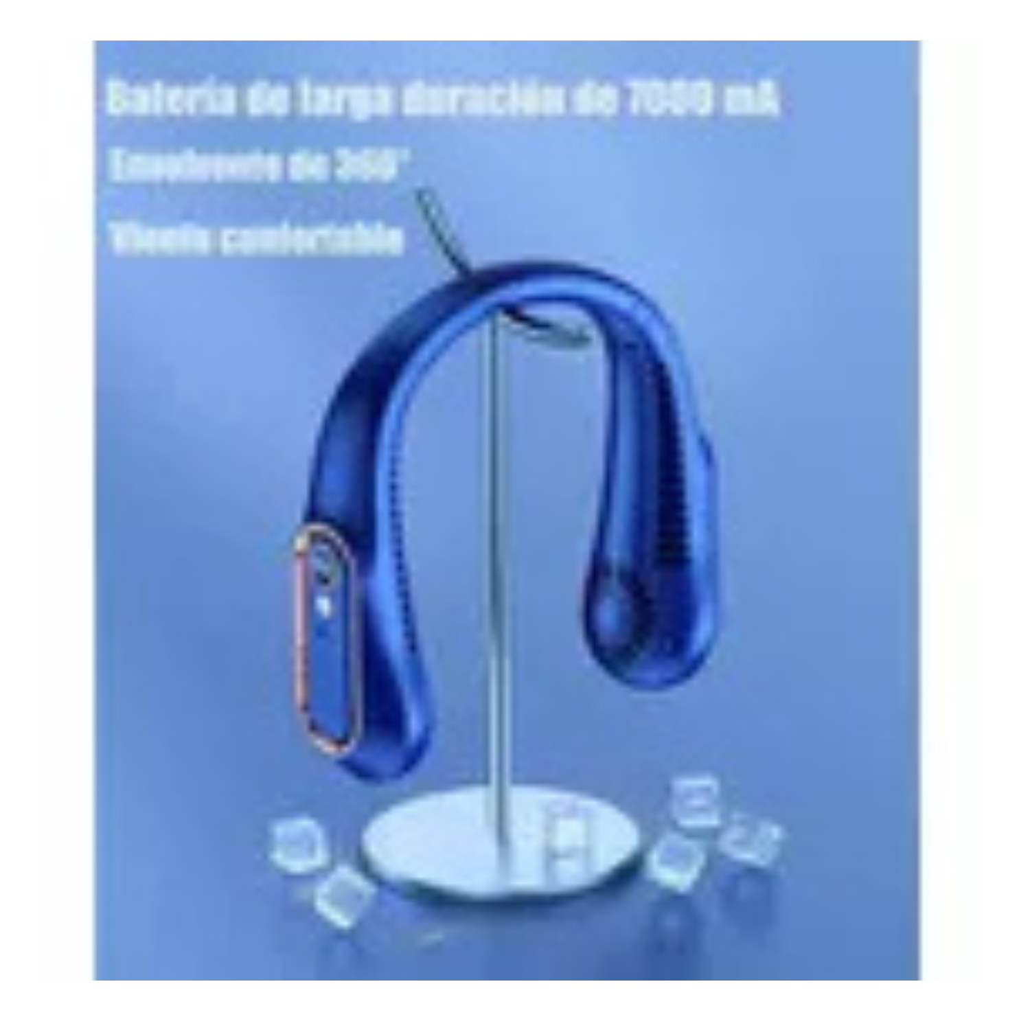 Ventilador Cuello Colgante Portatil Usb Recargable 5 Modos Color Azul Oscuro