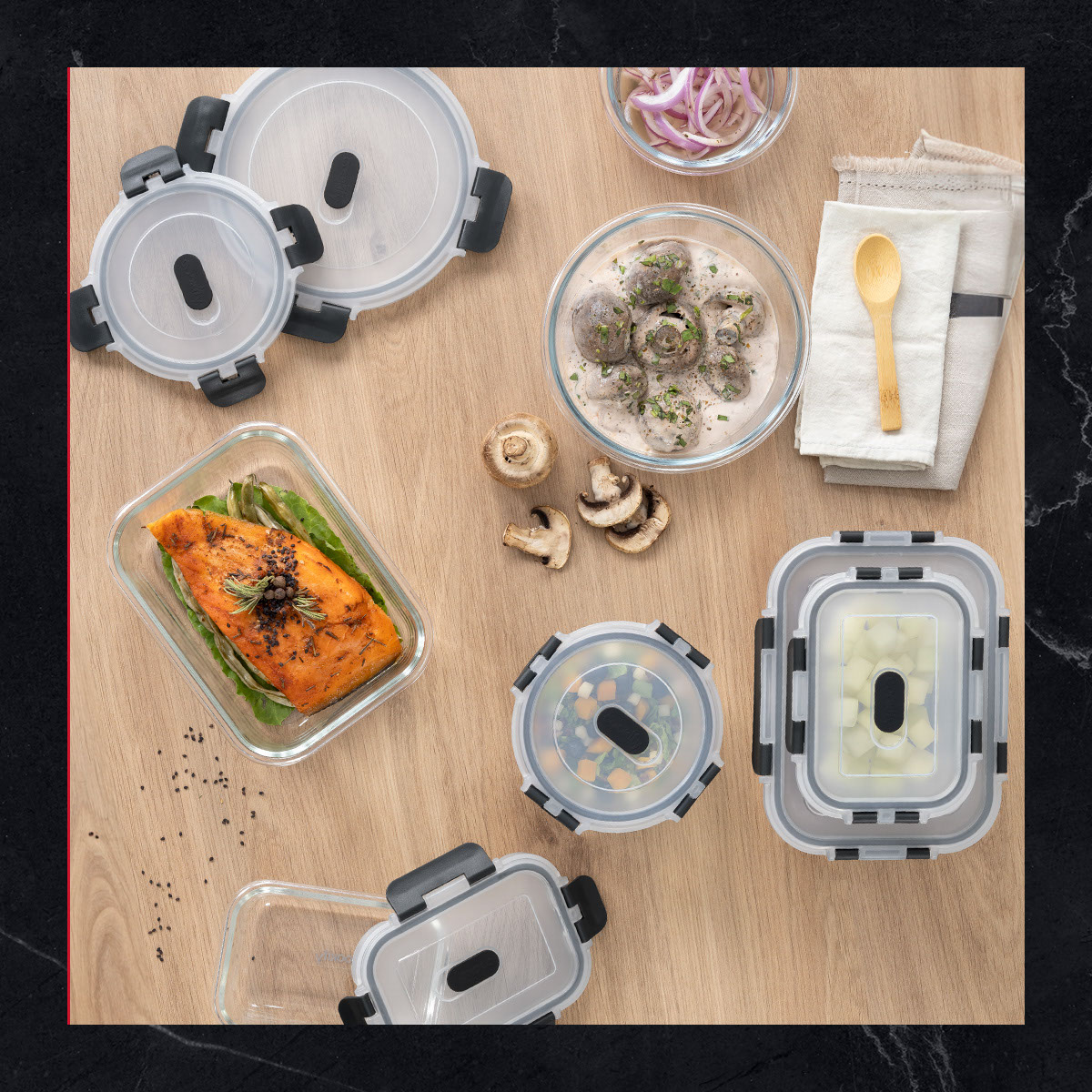 Recipientes de Vidrio Herméticos para Alimentos 7 Contenedores con 7 Tapas - Toppers Cookify
