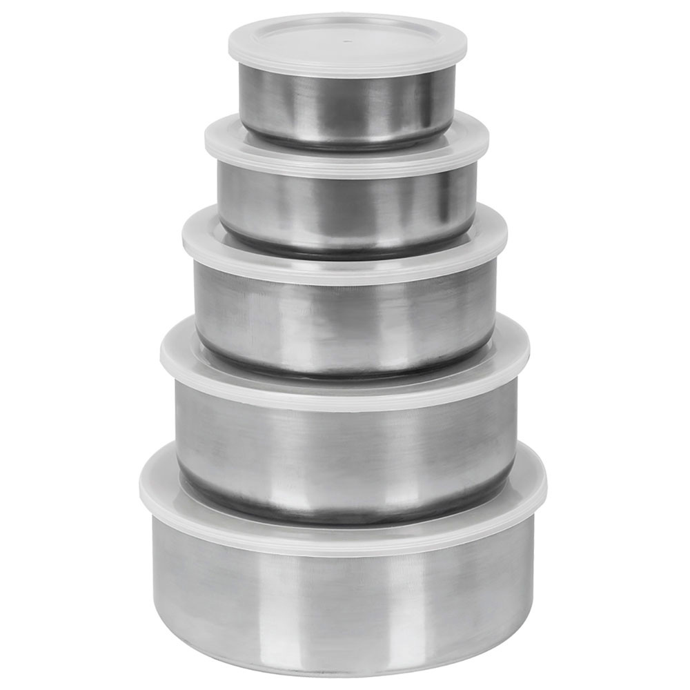 Set 5 recipientes de acero Inoxidable con tapa 