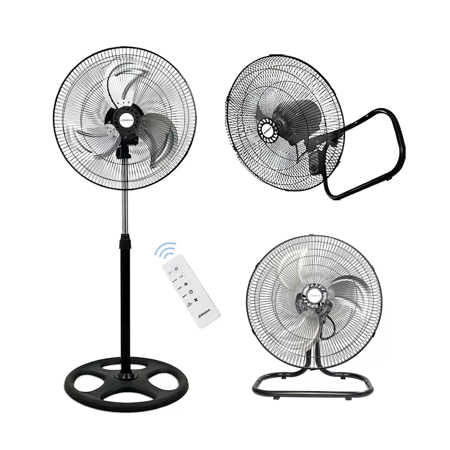 Ventilador 18 Pedestal Piso Pared 3 En 1 Aspas Metálica Estructura Negro Aspas Pateado Diámetro 45 cm Frecuencia 60 Hz Material de las aspas Metal