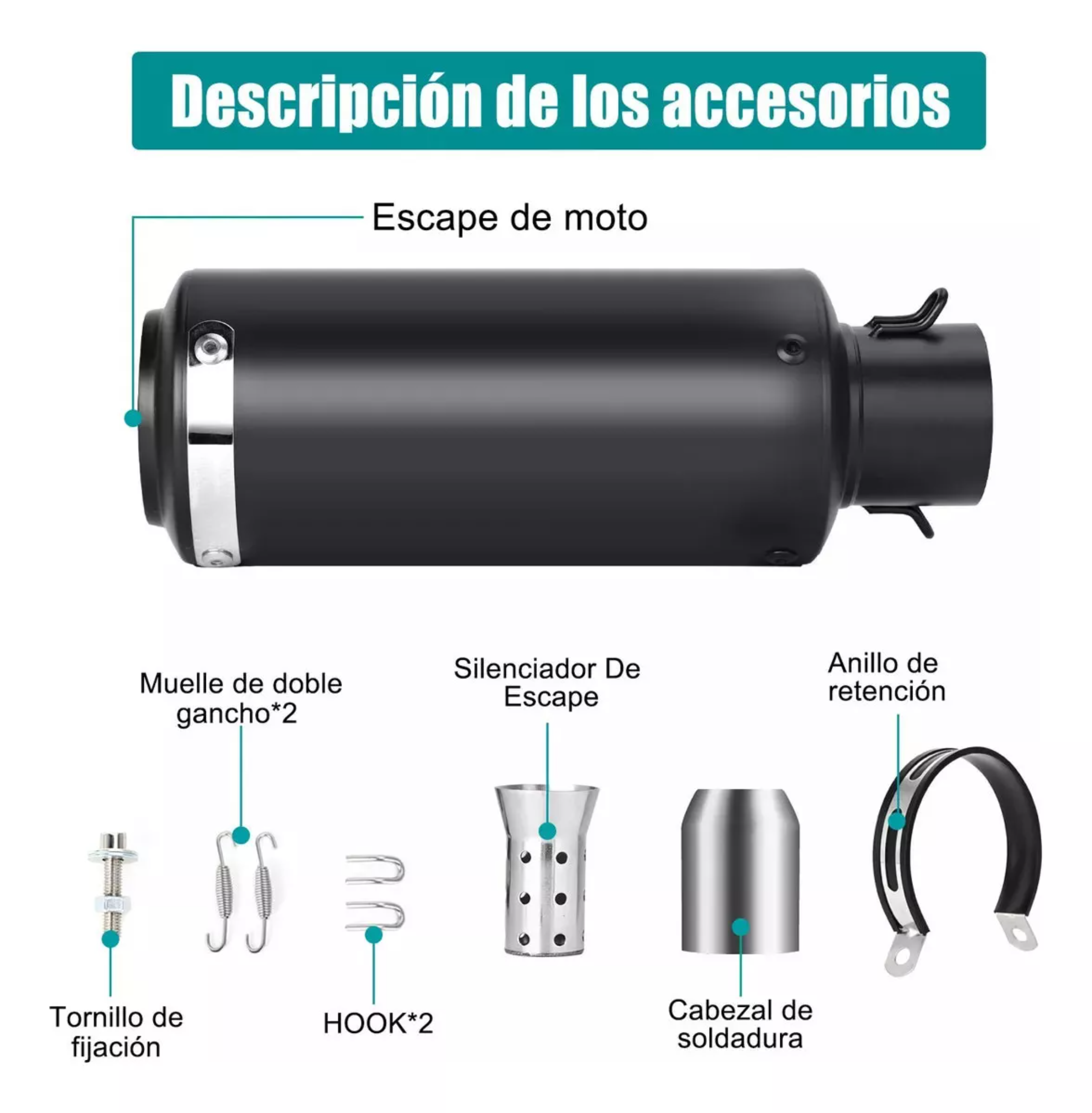 Escape Silenciador Para Moto Deportivo Universal 38-51mm
