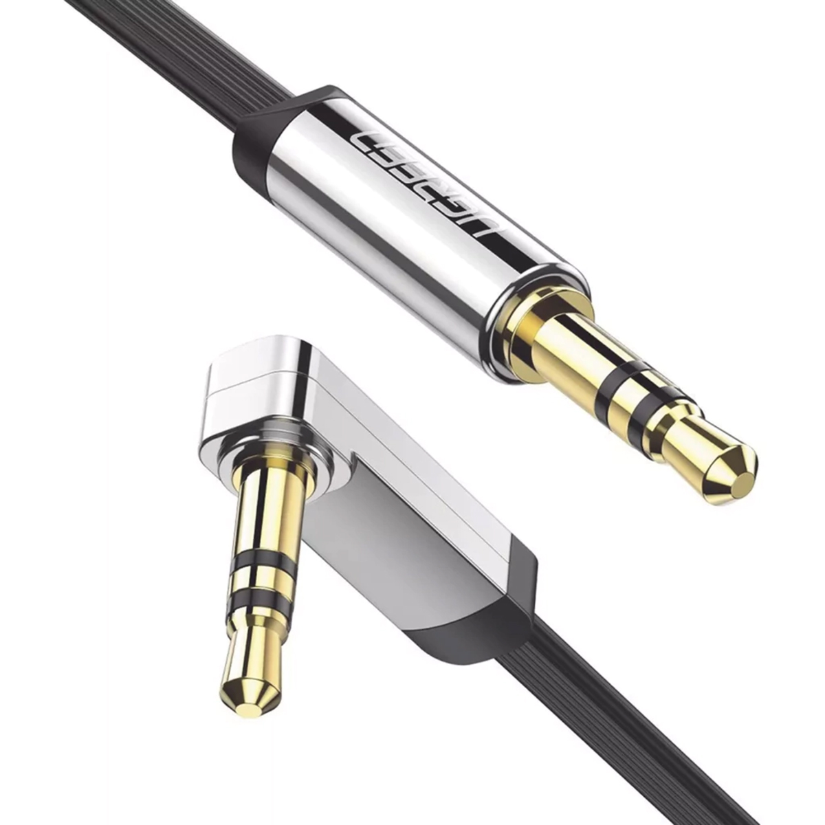 Cable Auxiliar Plano 2m. Negro Conector 3.5mm A 3.5mm Ugreen