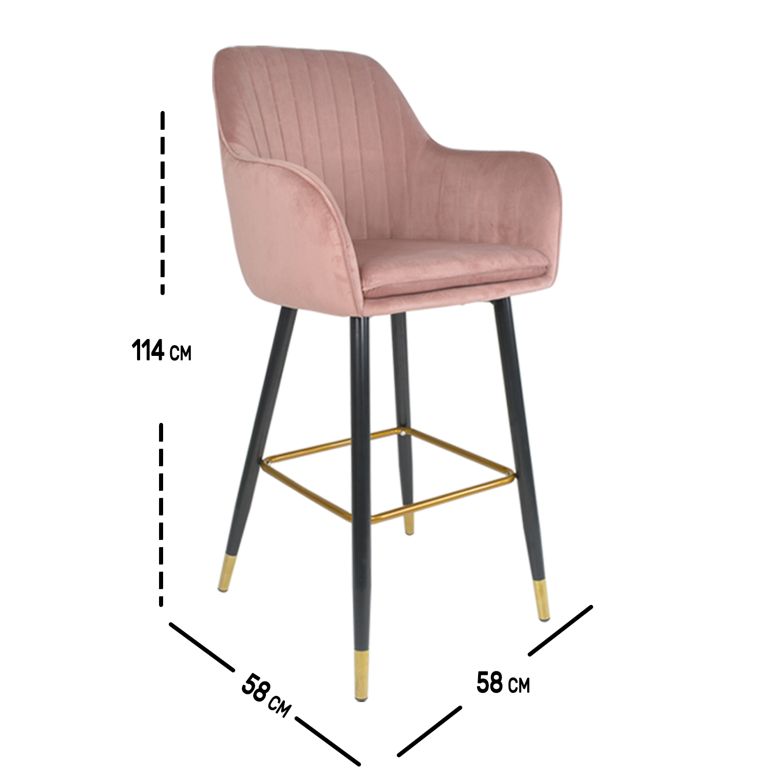 Silla Alta Tapizada Sillon Eames Terciopelo Rosa