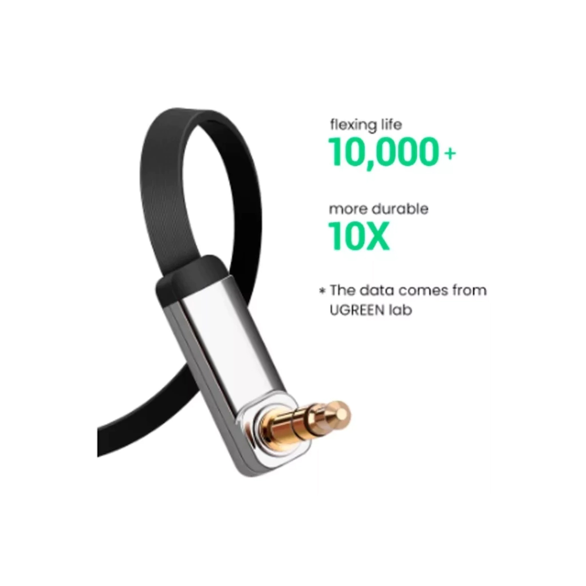 Cable Auxiliar Plano 2m. Negro Conector 3.5mm A 3.5mm Ugreen