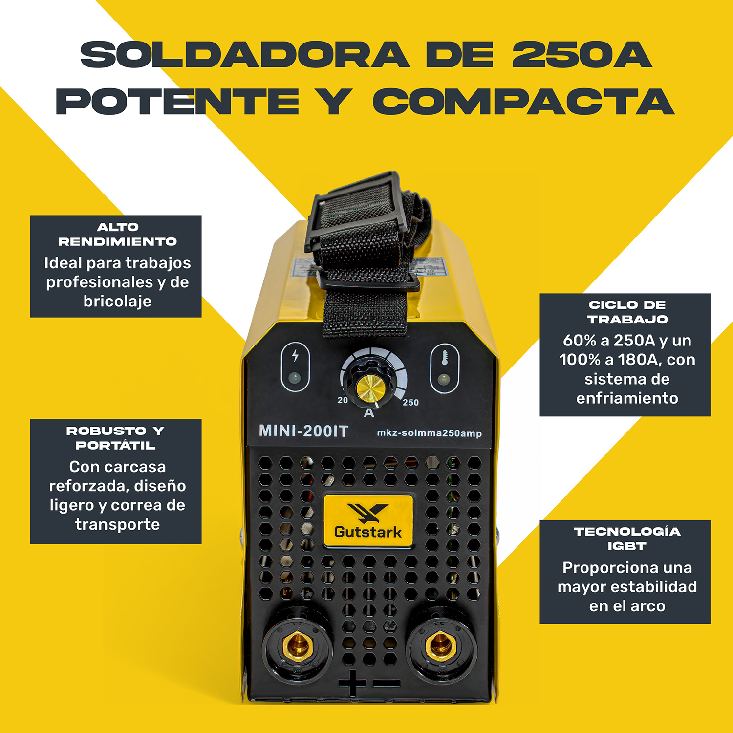 Soldadora Industrial Inverter Igbt 250amp 110-220v Mini Planta Portatil Gutstark Home