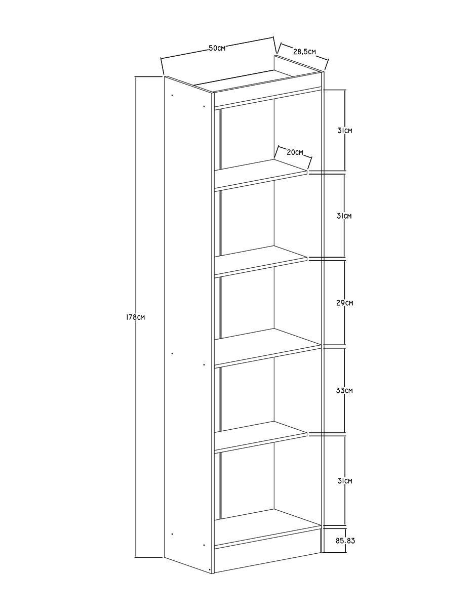 Librero 5 Repisas Moderno Estante Decorativo Multifuncional