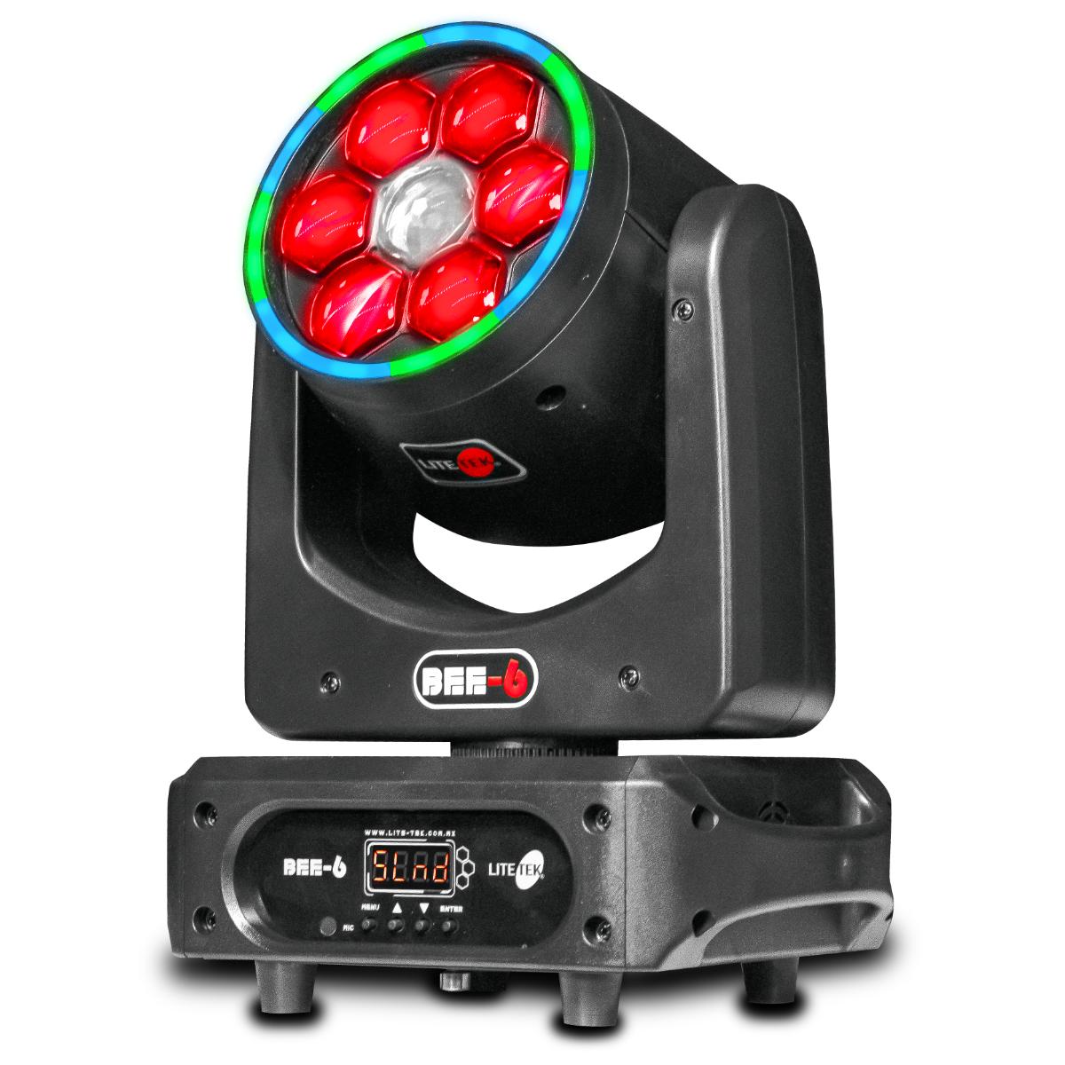 Cabeza robotica LITE TEK BEE-6 2 cabezas 6 leds 10w 1 led 80w RGBW + case