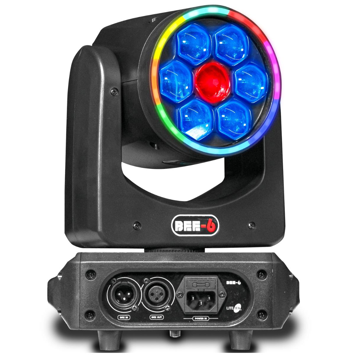 Cabeza robotica LITE TEK BEE-6 2 cabezas 6 leds 10w 1 led 80w RGBW + case