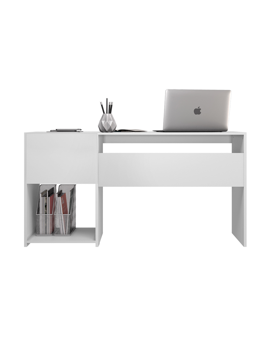 Escritorio Blanco 2 Cajones Skal Living Para Computadora