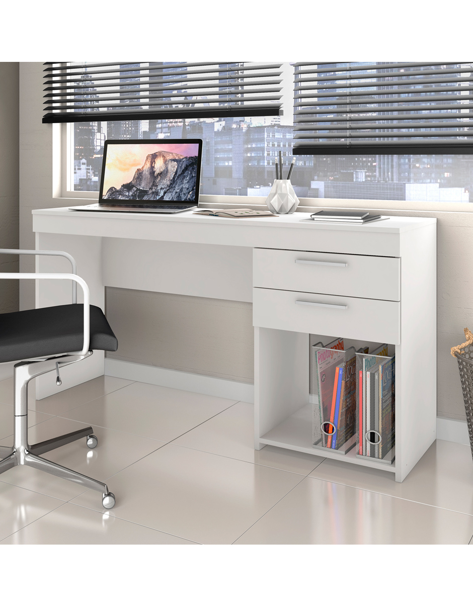 Escritorio Blanco 2 Cajones Skal Living Para Computadora