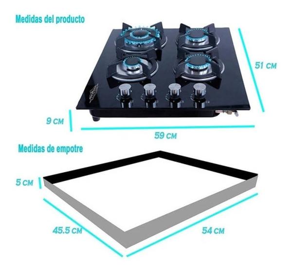 Combo Campana Cristal 60cm Parrilla Cristal Temp 4 Ornillas Gutstark Home